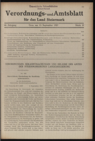 Verordnungsblatt der steiermärkischen Landesregierung 19570913 Seite: 1