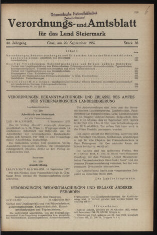 Verordnungsblatt der steiermärkischen Landesregierung 19570920 Seite: 1