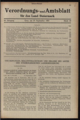 Verordnungsblatt der steiermärkischen Landesregierung 19570927 Seite: 1