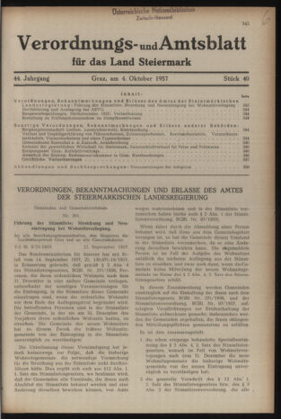 Verordnungsblatt der steiermärkischen Landesregierung 19571004 Seite: 1