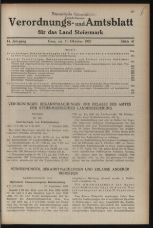 Verordnungsblatt der steiermärkischen Landesregierung 19571011 Seite: 1