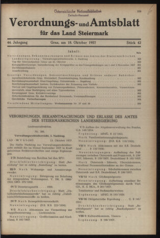 Verordnungsblatt der steiermärkischen Landesregierung 19571018 Seite: 1