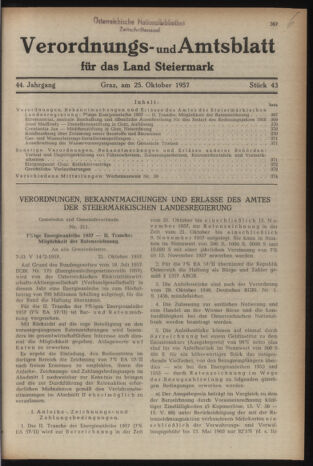 Verordnungsblatt der steiermärkischen Landesregierung 19571025 Seite: 1