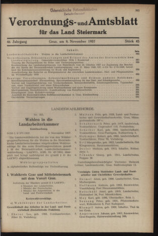 Verordnungsblatt der steiermärkischen Landesregierung 19571108 Seite: 1