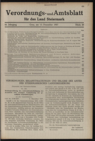 Verordnungsblatt der steiermärkischen Landesregierung 19571213 Seite: 1