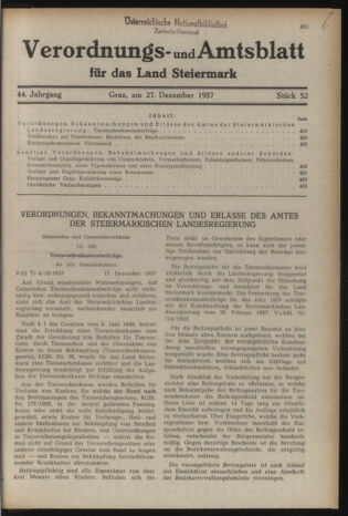 Verordnungsblatt der steiermärkischen Landesregierung 19571227 Seite: 1