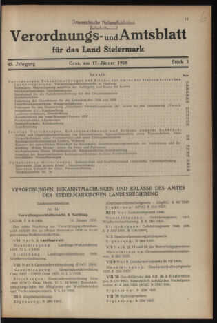 Verordnungsblatt der steiermärkischen Landesregierung 19580117 Seite: 1