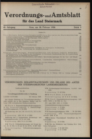 Verordnungsblatt der steiermärkischen Landesregierung 19580228 Seite: 1