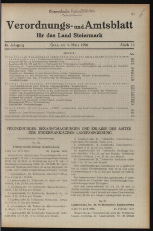 Verordnungsblatt der steiermärkischen Landesregierung 19580307 Seite: 1