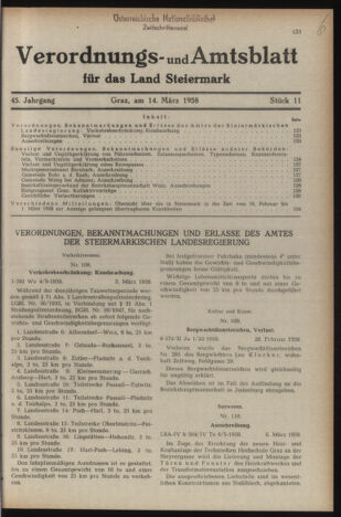 Verordnungsblatt der steiermärkischen Landesregierung 19580314 Seite: 1