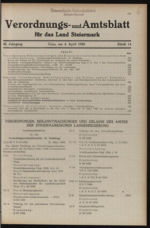 Verordnungsblatt der steiermärkischen Landesregierung 19580404 Seite: 1