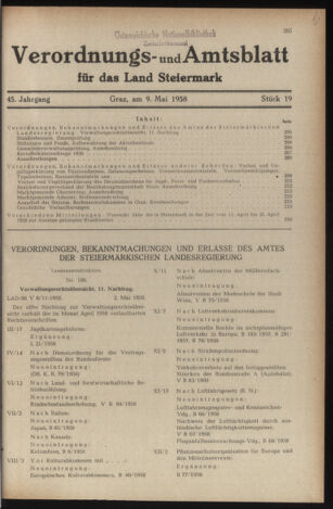 Verordnungsblatt der steiermärkischen Landesregierung 19580509 Seite: 1