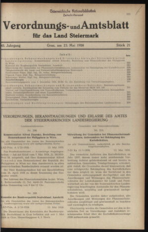 Verordnungsblatt der steiermärkischen Landesregierung 19580523 Seite: 1