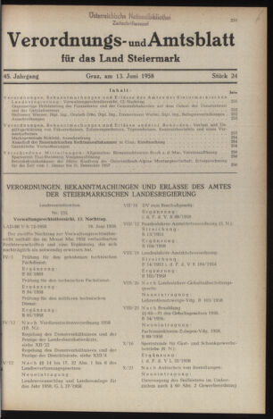 Verordnungsblatt der steiermärkischen Landesregierung 19580613 Seite: 1