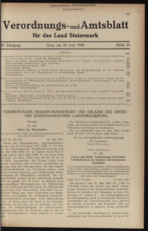 Verordnungsblatt der steiermärkischen Landesregierung 19580620 Seite: 1