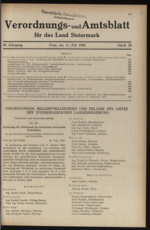 Verordnungsblatt der steiermärkischen Landesregierung 19580711 Seite: 1