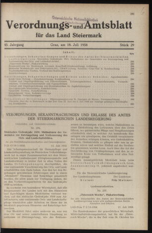 Verordnungsblatt der steiermärkischen Landesregierung 19580718 Seite: 1