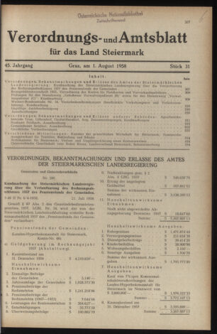 Verordnungsblatt der steiermärkischen Landesregierung 19580801 Seite: 1