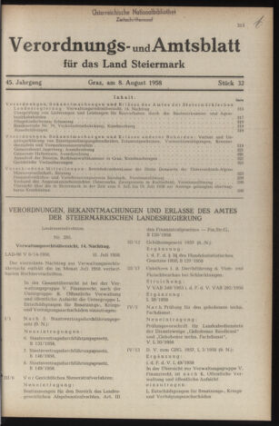 Verordnungsblatt der steiermärkischen Landesregierung 19580808 Seite: 1