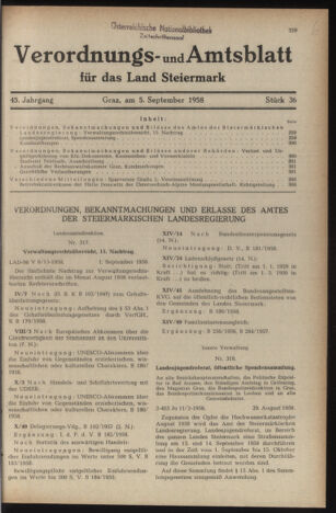 Verordnungsblatt der steiermärkischen Landesregierung 19580905 Seite: 1