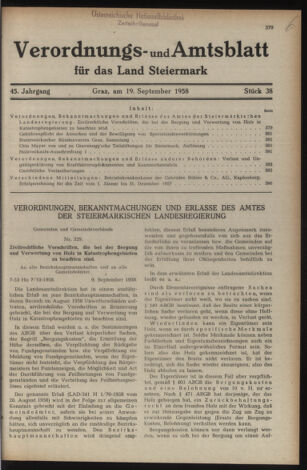 Verordnungsblatt der steiermärkischen Landesregierung 19580919 Seite: 1