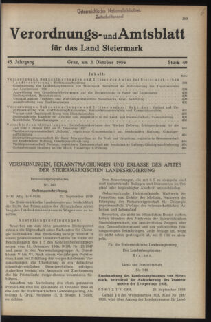 Verordnungsblatt der steiermärkischen Landesregierung 19581003 Seite: 1