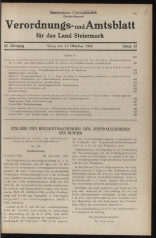 Verordnungsblatt der steiermärkischen Landesregierung 19581017 Seite: 1