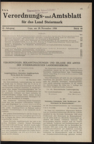 Verordnungsblatt der steiermärkischen Landesregierung 19581128 Seite: 1