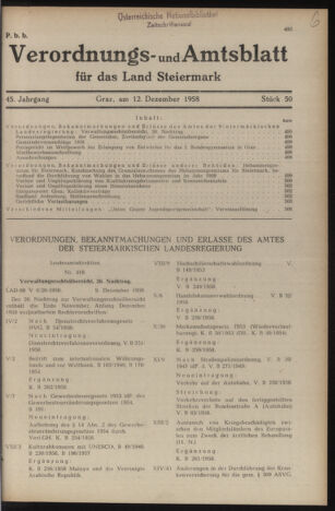 Verordnungsblatt der steiermärkischen Landesregierung 19581212 Seite: 1