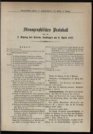 Stenographische Protokolle über die Sitzungen des Steiermärkischen Landtages