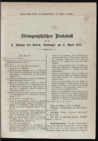 Stenographische Protokolle über die Sitzungen des Steiermärkischen Landtages