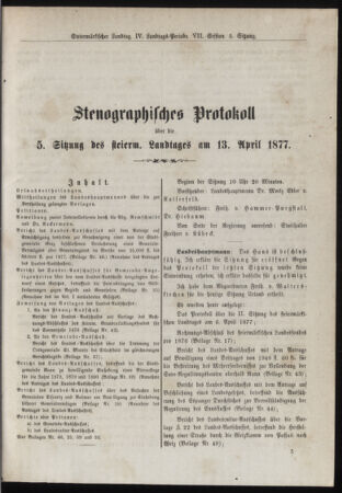 Stenographische Protokolle über die Sitzungen des Steiermärkischen Landtages