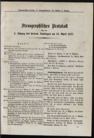 Stenographische Protokolle über die Sitzungen des Steiermärkischen Landtages