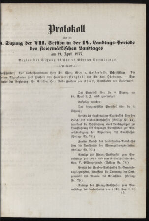 Stenographische Protokolle über die Sitzungen des Steiermärkischen Landtages 18770419 Seite: 23