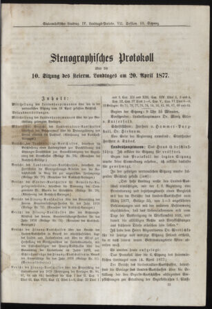 Stenographische Protokolle über die Sitzungen des Steiermärkischen Landtages 18770420 Seite: 1