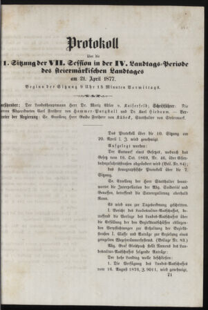 Stenographische Protokolle über die Sitzungen des Steiermärkischen Landtages 18770421 Seite: 39