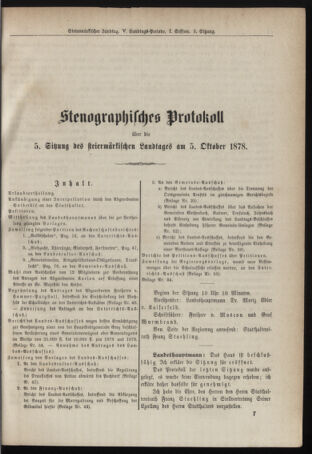 Stenographische Protokolle über die Sitzungen des Steiermärkischen Landtages 18781005 Seite: 1