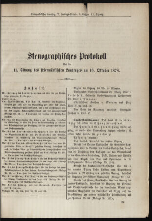 Stenographische Protokolle über die Sitzungen des Steiermärkischen Landtages 18781016 Seite: 1