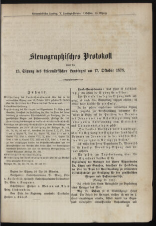 Stenographische Protokolle über die Sitzungen des Steiermärkischen Landtages