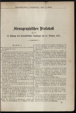 Stenographische Protokolle über die Sitzungen des Steiermärkischen Landtages