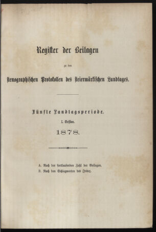 Stenographische Protokolle über die Sitzungen des Steiermärkischen Landtages 1878bl01 Seite: 1