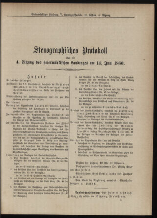 Stenographische Protokolle über die Sitzungen des Steiermärkischen Landtages 18800614 Seite: 1