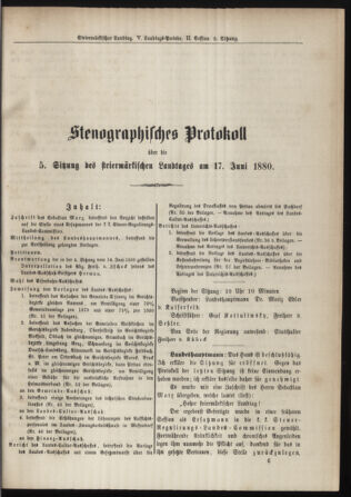 Stenographische Protokolle über die Sitzungen des Steiermärkischen Landtages 18800617 Seite: 1