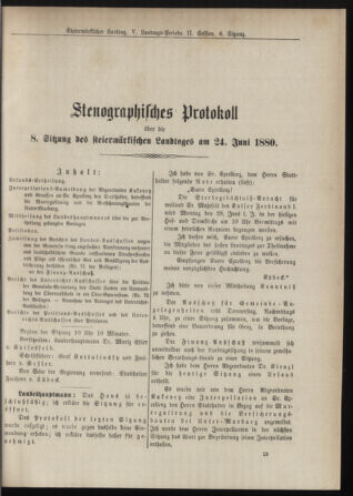 Stenographische Protokolle über die Sitzungen des Steiermärkischen Landtages