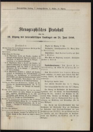 Stenographische Protokolle über die Sitzungen des Steiermärkischen Landtages 18800628 Seite: 1