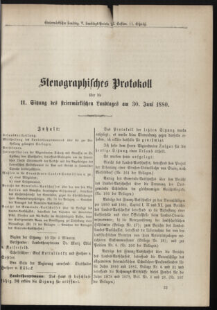 Stenographische Protokolle über die Sitzungen des Steiermärkischen Landtages 18800630 Seite: 1