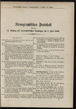 Stenographische Protokolle über die Sitzungen des Steiermärkischen Landtages 18800701 Seite: 1