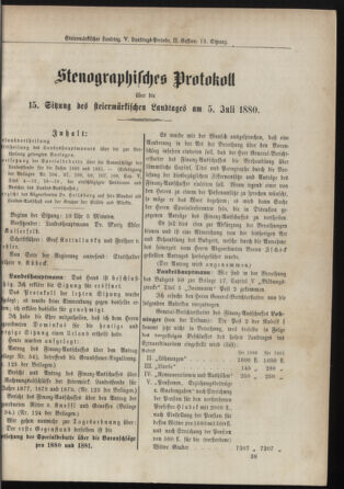 Stenographische Protokolle über die Sitzungen des Steiermärkischen Landtages 18800705 Seite: 1