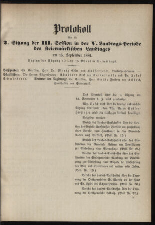 Stenographische Protokolle über die Sitzungen des Steiermärkischen Landtages 18810915 Seite: 7