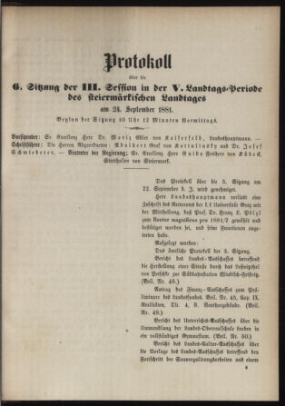 Stenographische Protokolle über die Sitzungen des Steiermärkischen Landtages 18810924 Seite: 9